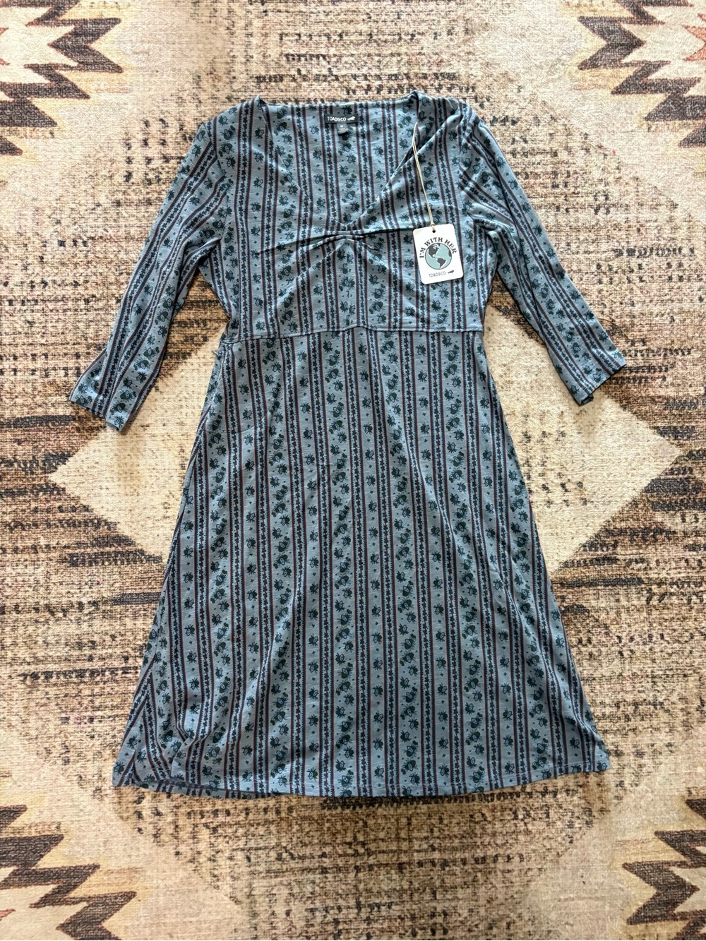 Toad&Co NWT Rosalinda Dress North Shore Stripe Print Size Medium